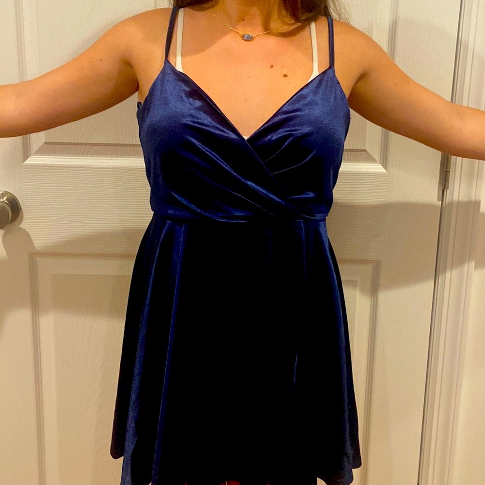 Navy wrap mini dress